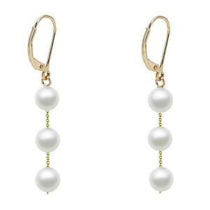 Cercei Aur Lungi Tripli cu Perle Naturale Akoya - Cadouri si perle imagine