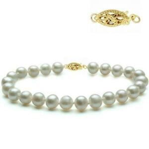 Bratara Aur Galben si Perle Naturale Albe Premium de 7-8 mm - Cadouri si perle imagine