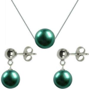 Set Aur Alb si Perle Premium Verde Smarald - Cadouri si perle imagine
