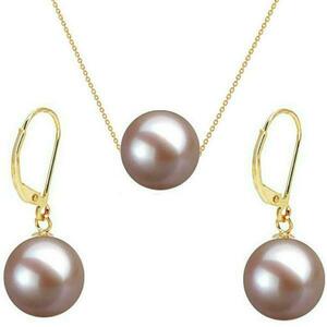 Set Aur Galben 14 karate cu Perle Naturale Premium Lavanda - Cadouri si perle imagine