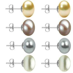 Set Cercei Aur Alb cu Perle Naturale Crem, Lavanda, Gri si Albe de 10 mm - Cadouri si Perle imagine