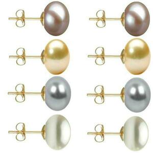 Set Cercei Aur cu Perle Naturale Lavanda, Crem, Gri si Albe de 10 mm - Cadouri si Perle imagine