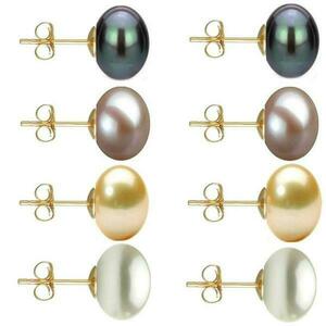 Set Cercei Aur cu Perle Naturale Negre, Lavanda, Crem si Albe de 10 mm - Cadouri si Perle imagine