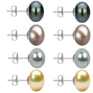 Set Cercei Aur Alb cu Perle Naturale Negre, Lavanda, Gri si Crem de 10 mm - Cadouri si Perle imagine
