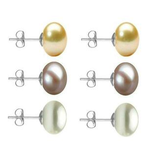 Set Cercei Aur Alb cu Perle Naturale Crem, Lavanda si Albe de 10 mm - Cadouri si Perle imagine