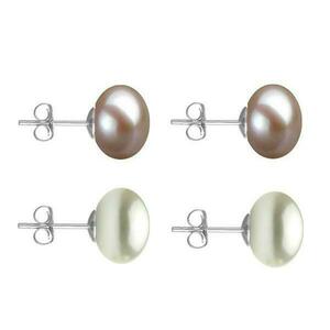 Set Cercei Aur Alb cu Perle Naturale Lavanda si Albe de 10 mm - Cadouri si Perle imagine