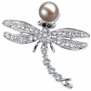 Brosa Pandantiv Libelula cu Perla Naturala Lavanda si Zirconii - Cadouri si perle imagine