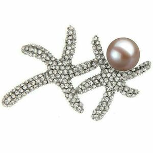 Brosa Pandantiv Stea de Mare cu Perla Naturala Lavanda, Mare, de 10 mm - Cadouri si perle imagine