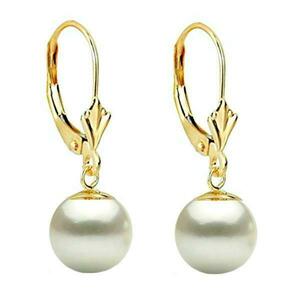 Cercei Aur Galben Model Lalea cu Perle Naturale Albe Premium de 8 m - Cadouri si perle imagine