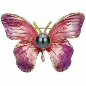 Brosa Pandantiv Fluture Mov cu Perla Naturala Neagra de 8 mm - Cadouri si perle imagine