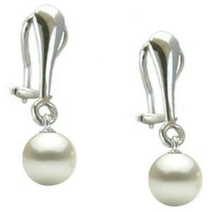 Cercei Argint Clips cu Perle Premium Albe de 8 mm - Cadouri si perle imagine
