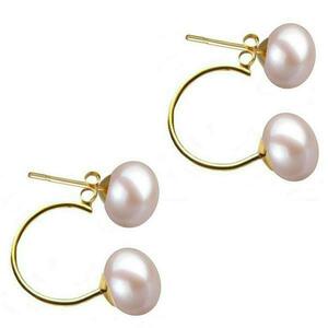 Cercei Double de Aur de 14k cu Perle Naturale Lavanda de 7 mm - Cadouri si perle imagine
