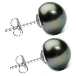Cercei de Aur Alb cu Perle Naturale Negre - Cadouri si perle imagine