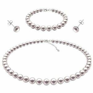 Set Argint, Colier, Bratara si Cercei Tip Surub cu Perle Naturale Albe de 6-7 mm imagine