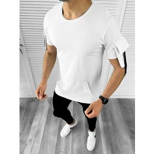 Tricou barbati alb slim fit B9346 P8-5.1 imagine