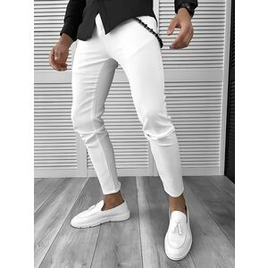 Pantaloni barbati casual albi 10614 B9 imagine