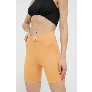 Reebok Classic pantaloni scurti femei, culoarea portocaliu, neted, high waist imagine