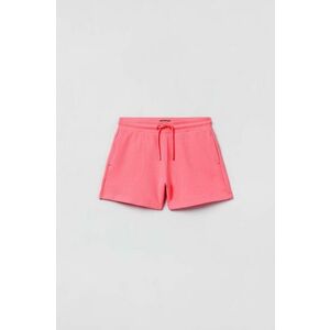 OVS pantaloni scurți din bumbac pentru copii culoarea roz, neted imagine