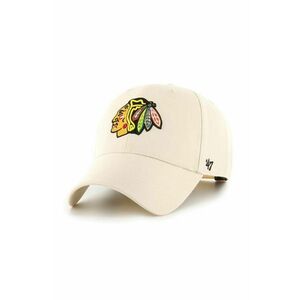 47brand șapcă din amestec de lână NHL Chicago Blackhawks culoarea bej, cu imprimeu H-MVPSP04WBP-NTB imagine
