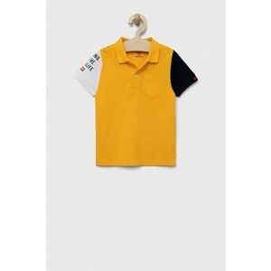 OVS tricouri polo din bumbac pentru copii culoarea galben, modelator imagine