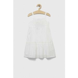 United Colors of Benetton rochie din bumbac pentru copii culoarea alb, mini, evazati imagine