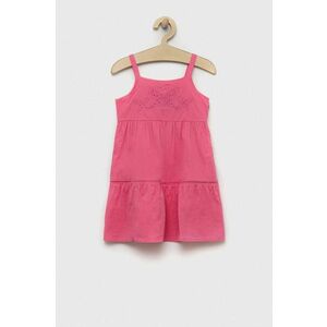 United Colors of Benetton rochie din bumbac pentru copii culoarea roz, mini, evazati imagine