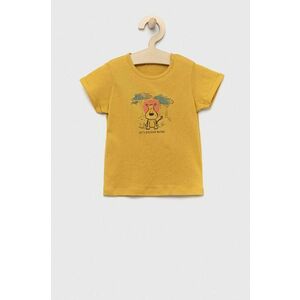 United Colors of Benetton tricou din bumbac pentru bebelusi culoarea galben imagine