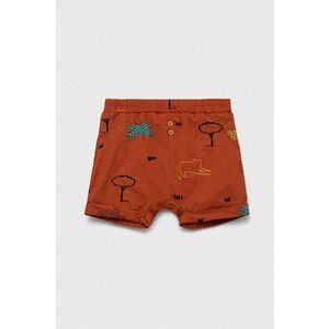 United Colors of Benetton pantaloni scurți din bumbac pentru bebeluși culoarea maro, modelator imagine