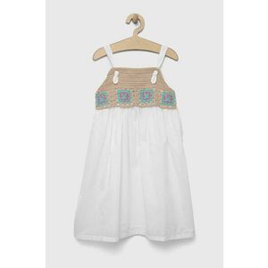 United Colors of Benetton rochie din bumbac pentru copii culoarea alb, mini, evazati imagine