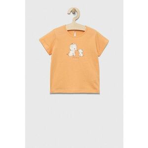 United Colors of Benetton tricou din bumbac pentru bebelusi culoarea portocaliu imagine