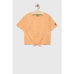 United Colors of Benetton tricou de bumbac pentru copii culoarea portocaliu imagine