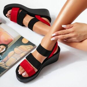Sandale Dama cu Platforma Iris Rosii #15664 imagine