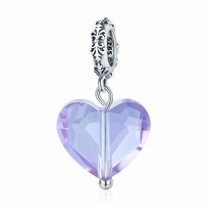 Talisman din argint Violet Translucent Heart imagine