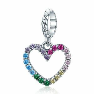 Talisman din argint Rainbow Shiny Heart imagine