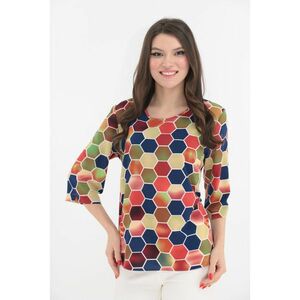 Bluza lejera cu romburi multicolore imprimate imagine