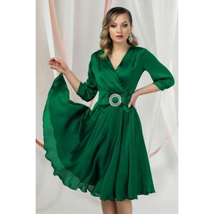 Rochie de ocazie eleganta Pretty Girl verde cu funda in talie imagine