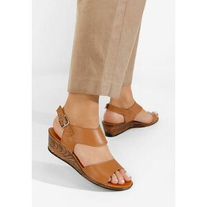 Sandale dama piele Azara camel imagine