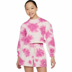 Nike NSW WASH CREW JSY Hanorac pentru fete, roz, mărime M imagine