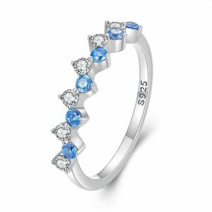 Inel din argint Blue and White Round Crystals imagine