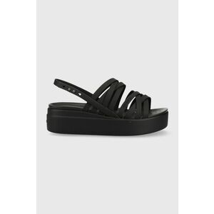 Crocs sandale Brooklyn Strappy Low Wedge femei, culoarea negru, cu platformă 206751 imagine