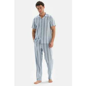 Pijama din bumbac cu revere decupate imagine