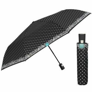 Mini Umbrela ploaie automata neagra cu buline imagine