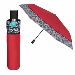 Mini Umbrela ploaie pliabila automata rosie cu brodura imagine