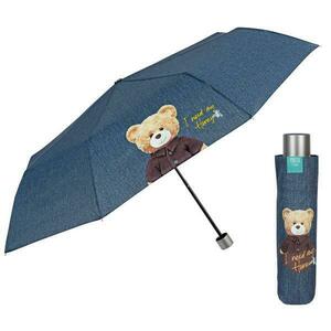 Mini Umbrela ploaie pliabila model denim albastru Teddy Bear imagine