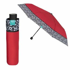 Mini Umbrela ploaie manuala rosie cu brodura lata imagine