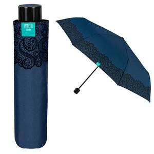 Mini Umbrela ploaie pliabila albastra cu brodura dantela imagine