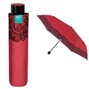 Mini Umbrela ploaie pliabila rosie cu brodura dantela imagine