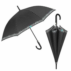 Umbrela ploaie automata baston neagra cu buline imagine