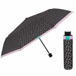Mini umbrela ploaie pliabila negru cu roz imagine