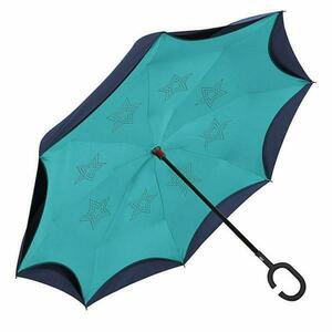 Umbrela ploaie reversibila uni cu maner C verde imagine